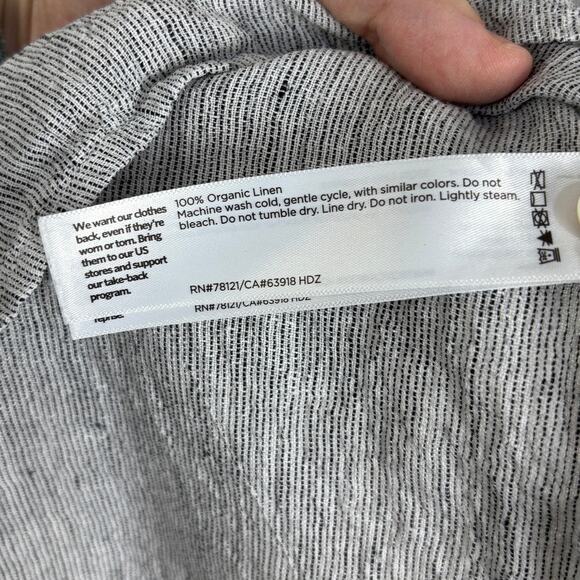 Eileen Fisher 100% Organic Linen Crinkle Shirt Dress Large White Gray lagenlook - Picture 9 of 9